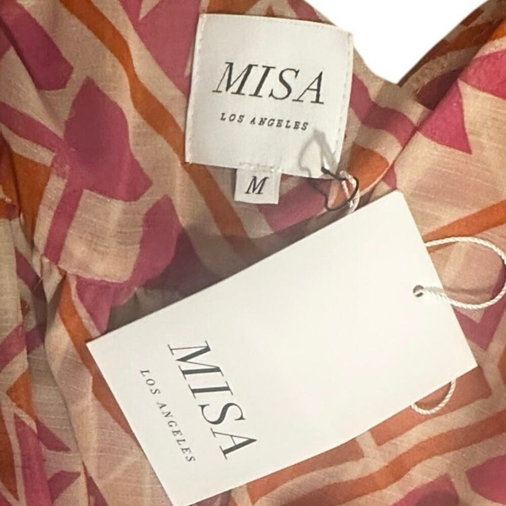 NWT - MISA Los Angeles Rana Dress Pink Orange Geo Mini Long Sleeve Women’s M - Picture 12 of 12